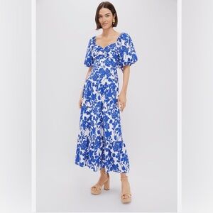 Tuckernuck Hyacinth House Tuckernuck Blue Floral Seaport Midi Dress size XL